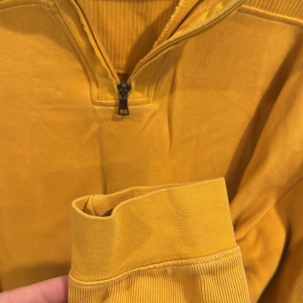 Men’s Consensus 1/4 Zip Yellow Sweater XL 100% Cotton - Picture 5 of 6
